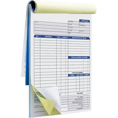 Job Invoice Forms, Carbonless Copy Order Receipt Forms - 5