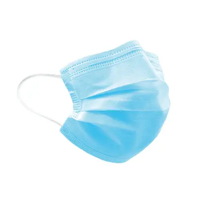 Disposable Three-Layer Face Mask, Ear-Loop, Blue, Adult, Individually Packed