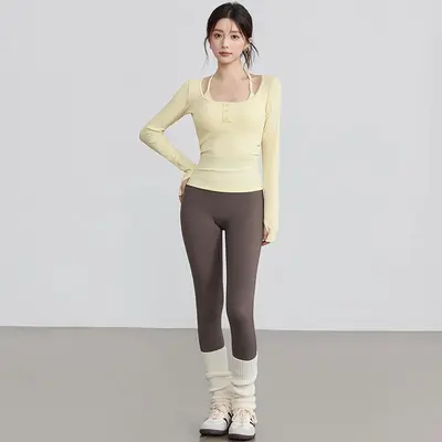 Yoga-Oberteil Zweiteiler Neckholder, Langarm, schlanke Passform - 8
