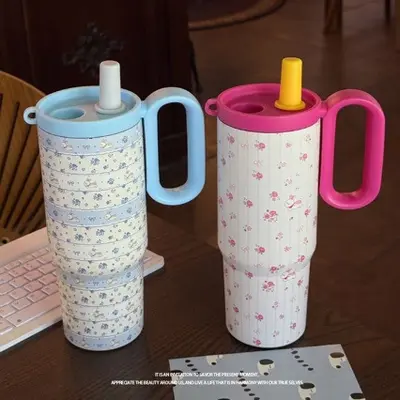 316不锈钢内底保温杯大容量高颜值水杯吸管杯子车载随行咖啡杯ins