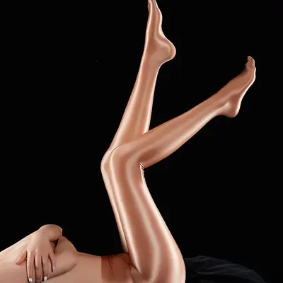 Glossy Silky 80D Thick Opaque Tights, Dance and Yoga Crotchless Style - 4