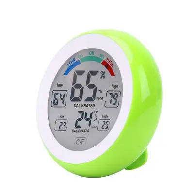 New Round Touch Screen Thermometer Hygrometer with Clock Alarm Household Digital Temperature and Humidity Meter 3305F