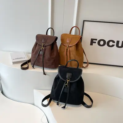 Retro Women's Bucket Backpack for Casual and Travel Use - 3