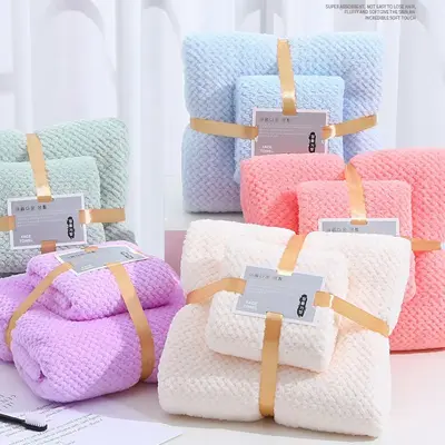Coral fleece towel set, absorbent, parent-child pair - 10
