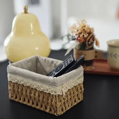 Rattan dokuma depolama sepeti salon masası - 5