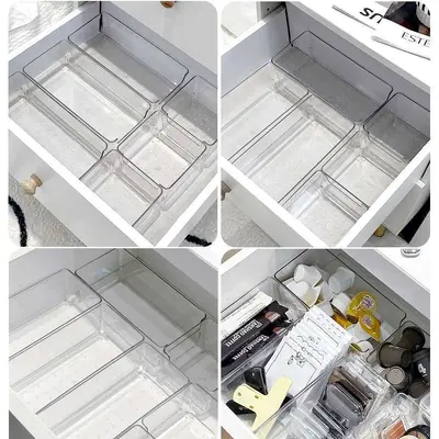 Grenzüberschreitendes klares Acryl-Aufbewahrungsbox-Set für Kosmetikorganizer mit Schubladen-Trennfächern