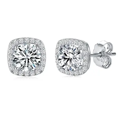 S925 Sterling Silver Moissanite Square Stud Earrings, Full Set