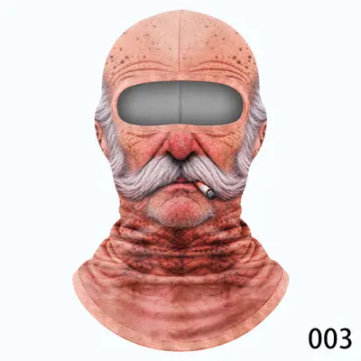 Ski Balaclava, Windproof, Thick Fleece, Funny Old Man Face Print - 9