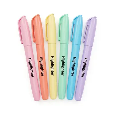 Six-Colour Highlighter Pen Set, Macaron Colours, Eye-Friendly