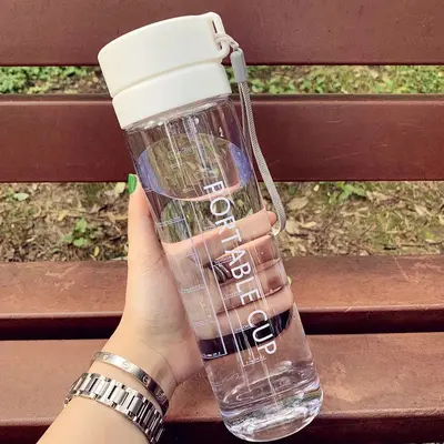Plastic water cup wholesale sports water bottle frosted double lid high-end large capacity men and women trending water cup student - 9