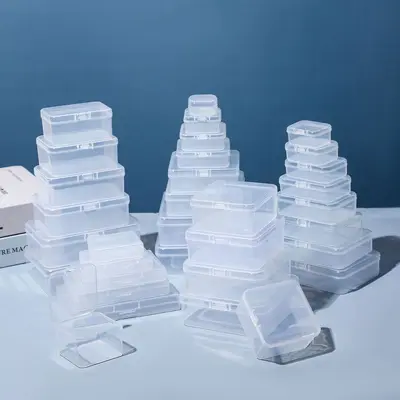 Kare şeffaf plastik küçük kare kutu kulak tıkacı kutusu takı saklama kutusu yedek parça kutusu takı boncuk kutusu olta takımı kutusu - 2