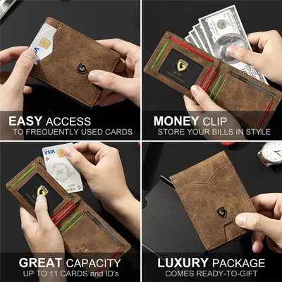 Carbon Fiber Money Clip Men's Wallet with RFID Protection