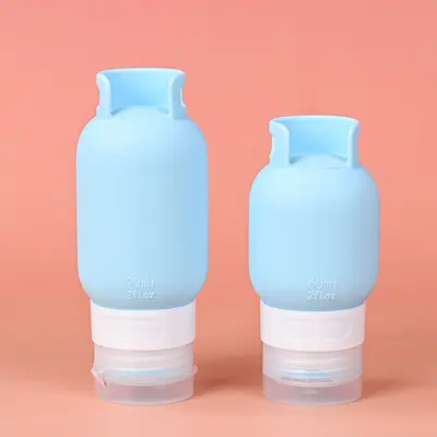 Grenzübergreifend beliebter Silikon-Spender-Flasche vierteiliges Set Shampoo und Duschgel Aufbewahrung 60ml Spender-Flasche mit Haken gebürstet