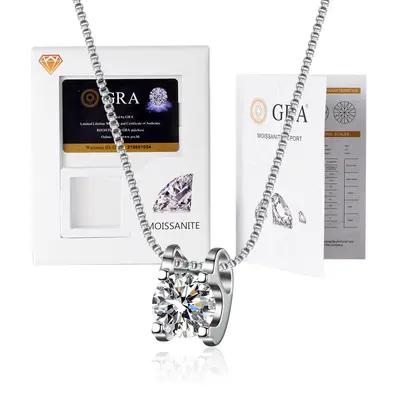 Moissanit-Anhänger-Halskette S925 Sterlingsilber rhodiniert