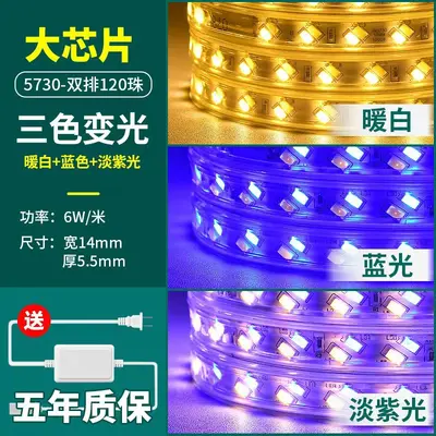 led灯带5370三色变光高压220V防水室内吊顶超亮双排七彩柔性灯条 - 9