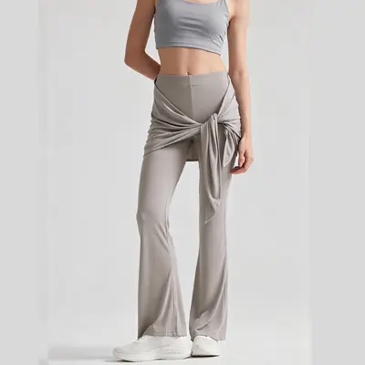 Neues Yoga-Schlaghose-Damen-Langhose mit Nackt-Gefühl, Drape-Fall, abnehmbarem Rockteil gegen Verlegenheit, Fitnesshose zum Außentragen, blickdicht gegen Peinlichkeit - 8