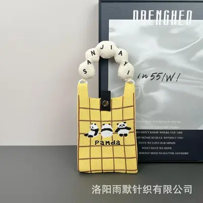 Yeni kadın sevimli mini çanta, çok yönlü ve modaya uygun cep telefonu çantası, karikatür örgü çanta, omuz çantası, çapraz çanta - 10