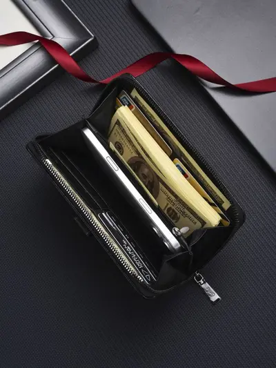 Men's Long Wallet with Zip Phone Compartment, Large Capacity - 6