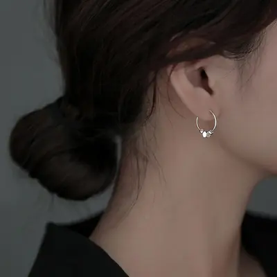 999 pure silver stud earrings for women, niche design