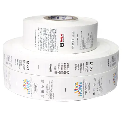 Custom Garment Care Label, Satin Ribbon and Screen Print, 100% Cotton