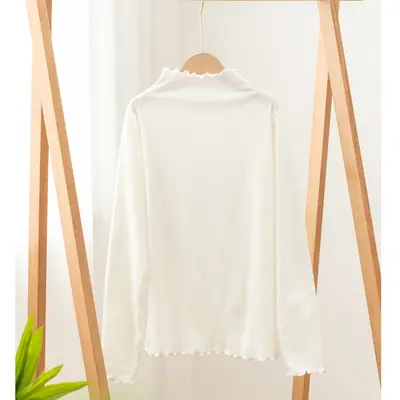 Women's Autumn Winter Base Shirt, Ruffled, Half Turtleneck - 8