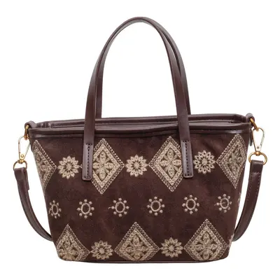 Bohem Etnik Nakışlı Tote Çanta, Sonbahar-Kış Retro Model - 7