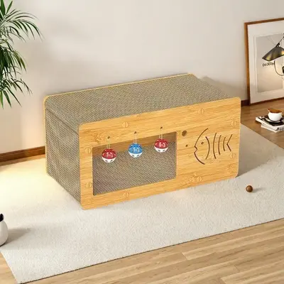 All-Season Cat Scratch Board with Cat Bed and Climbing Frame, Non-Shedding - 11