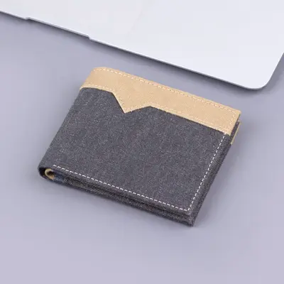 Herrenbrieftasche aus Segeltuch mit Kartenfächern, Herren-Geldbörse aus Jeansstoff - 7