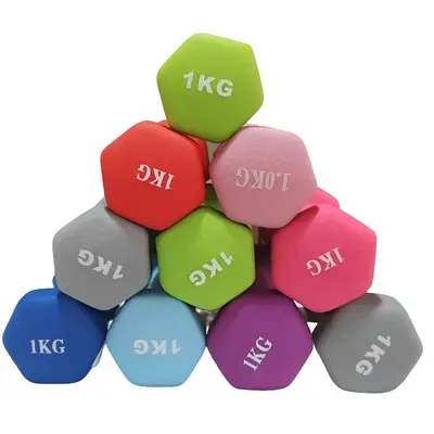 Kadınlar, yoga, fitness, ev egzersiz ekipmanları, çocuklar, erkekler için dökme demir altıgen plastik kaplı dambıl seti. - 6
