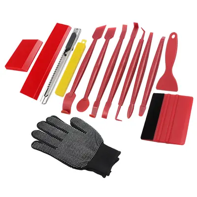 13 Parça Araç Folyo Uygulama Aracı Seti, Kenar ve Derz Spatulası