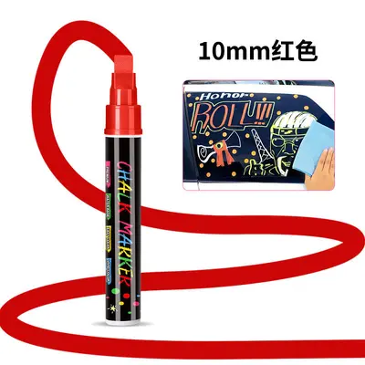 8 Renk Sıvı Tebeşir Kalem Seti, 10 mm, Işıklı Yazı Tahtası ve Cam için Silinebilir - 10