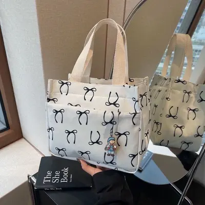 Women's Canvas Handbag, Portable and Simple, Lunch Box Design