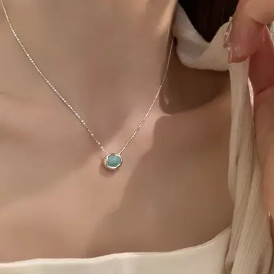 Kadın Kolye 925 Gümüş Kolye Aksesuarı Kadın Minimalist Niş Şık Öğrenci Üniversal Hafif Lüks Kilitli Kemik Zinciri Renk Dökülmez - 12