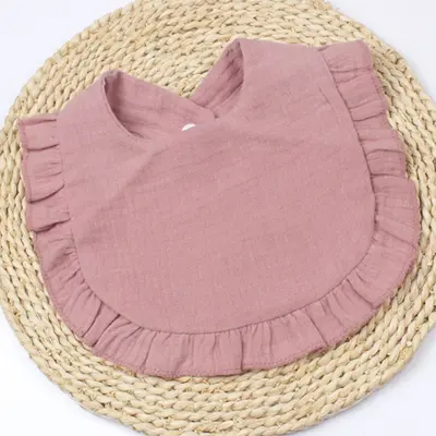 Baby Drool Bib with Ruffles and Lace, Cute Design - 12
