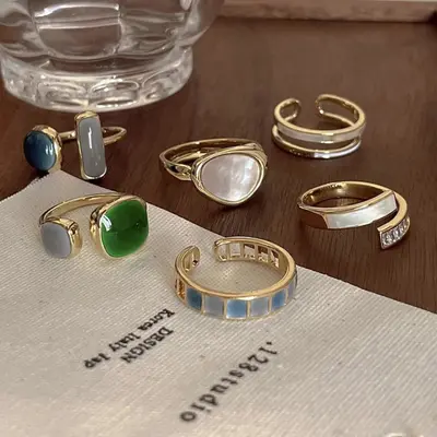 Smaragd-Ring, minimalistisches Design, japanischer Stil - 2