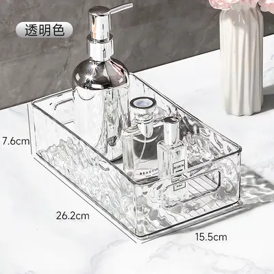 Acrylic cosmetics basket glacier pattern, stackable transparent - 8