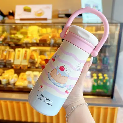 Cartoon Stainless Steel Insulated Straw Cup, Large Capacity - 11