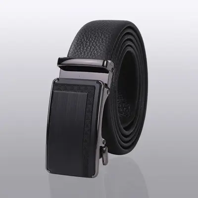 Yüksek Kaliteli Tam Tahıl Deri Erkek Otomatik Toka Gerçek Deri Kemer Lüks Hisli Tam Sığır Derisi Erkek Moda Pantolon Kemeri - 2