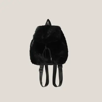 Women's Winter Plush Backpack with Colour-Block Cute Design - 8