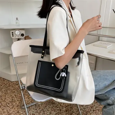 Large Capacity Women's Handbag, Transparent Jelly Bag, School and Commuter Tote - 4