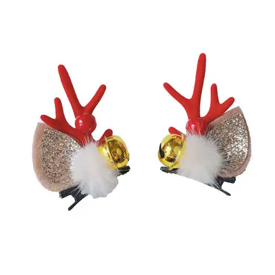 New Year Hair Clips for Girls with Cute Reindeer Antler Hair Bands