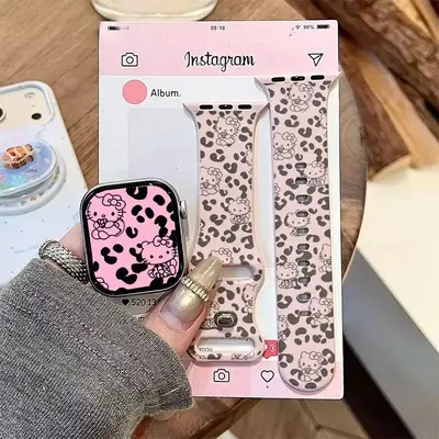 Leopard Print Cartoon Silicone Apple Watch Band, Compatible with Series 7/8/9/10/11 and SE - 11