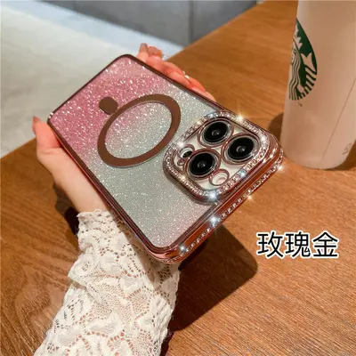 iPhone 16 Pro Max rhinestone magnetic charging case gradient - 11