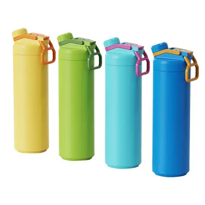 Paslanmaz çelik yalıtımlı spor su matarası, 14oz-40oz, 2 in 1 kapak - 3