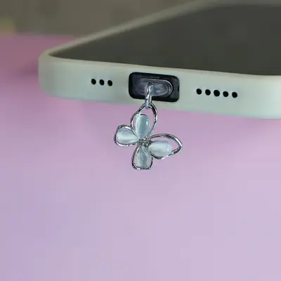 Crystal Cat's Eye Butterfly Phone Dust Plug Hanging Decorative Ornament Mobile Phone Accessory
