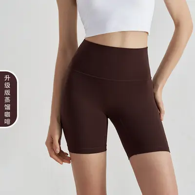 Kadınlar için yeni stil çift taraflı yoga şortu, yüksek belli, şeftali kaldırma, fitness şortu. - 13