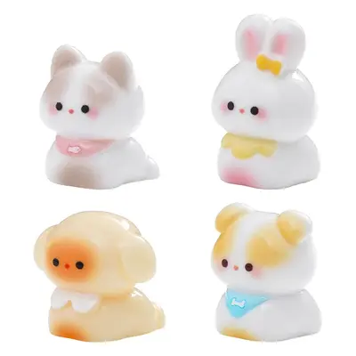 Cute Pink Tie Cat and Puppy Figurine for DIY Decor