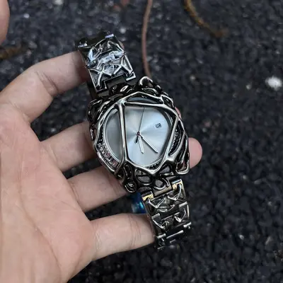 Y2K erkek saati, örümcek ağı alabaster, su geçirmez - 11
