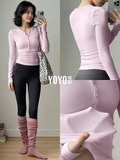Damen-Yogaset mit langen Ärmeln, dünnes Herbstmodell, Pilates-Kleidung