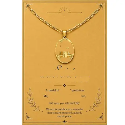 Stainless Steel Gold Medal Pendant Necklace, Unisex